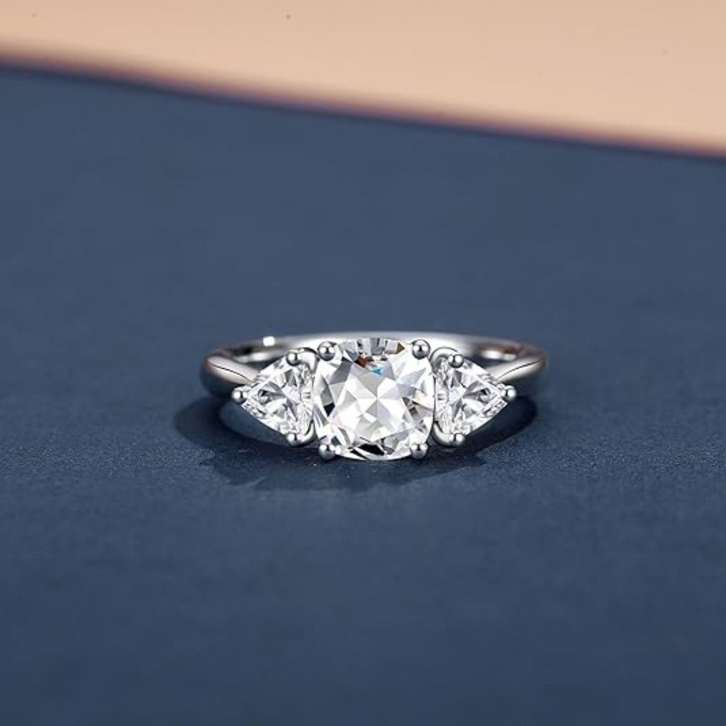 3.0cttw Moissanite D Color Vvs1 3-Stone Moissanite Silver 18k White Gold Ring